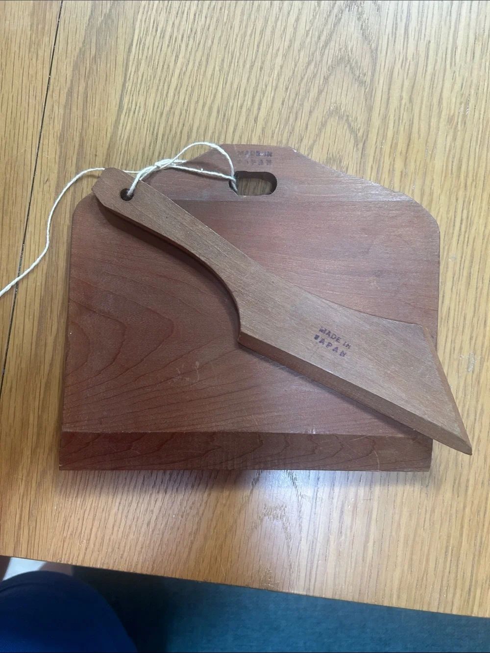 Hand-Carved Brown Wooden crumb dust pan with Scoop with Floral Motif